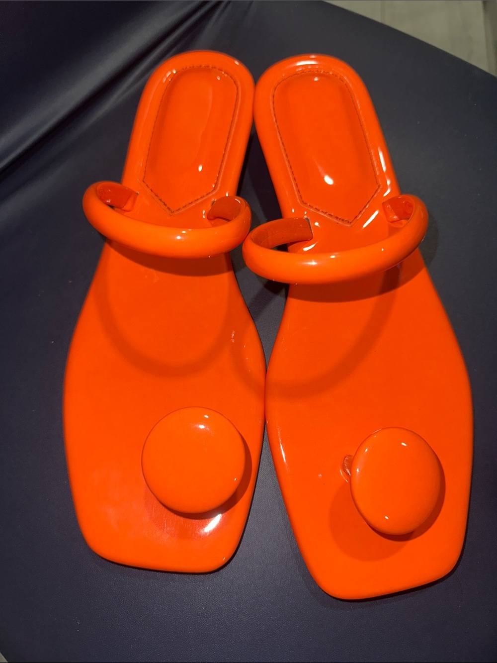 Women’s Orange Toe-Ring Slide Sandals